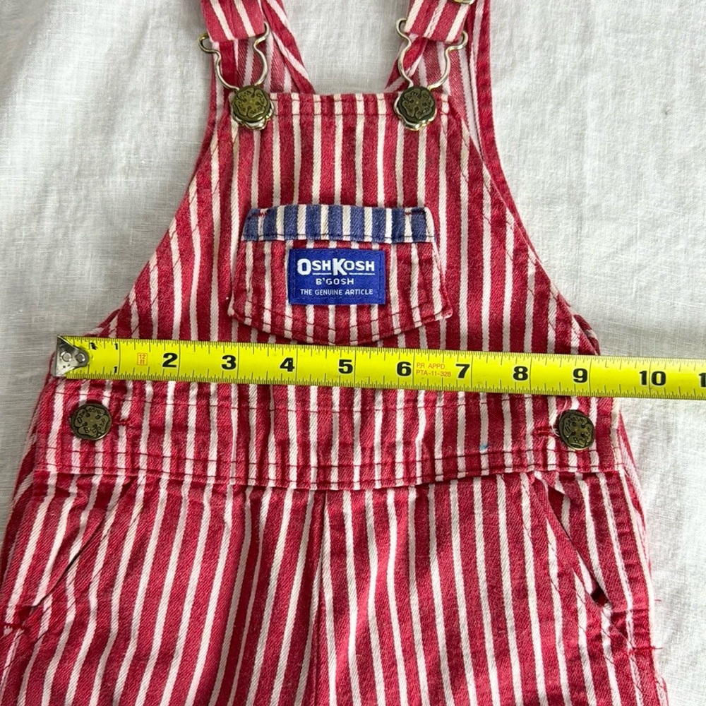 Vintage OshKosh B’Gosh Railroad Stripe Overall Patch Detail Size 18 Months - Picture 9 of 14